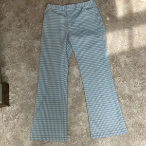 Vintage 70’s Blue Checked Polyester Slacks Pants Plaid Leisure Golf - Picture 1 of 14