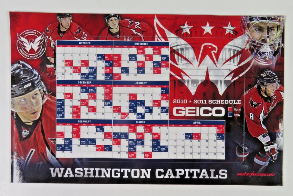 🏒 2010-2011 washington capitales 🏒horario magnético sga OVECHKIN backstrom 🏒 Foto 1 de 1