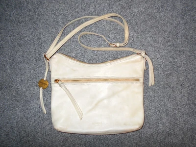MARGOT NEW YORK IVORY LEATHER 11X9.5 GOLD HARDWARE CROSSBODY BAG              B3 - Image 1 of 4