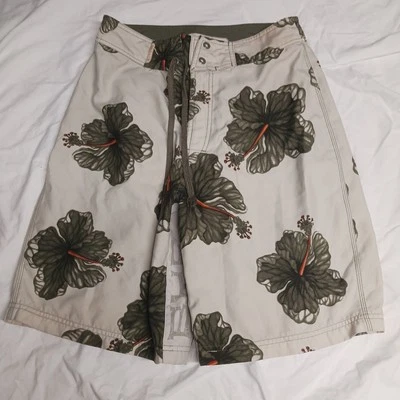 Bañador corto BKE húmedo para hombre talla 31 tropical playa verde florales bolsillos Foto 1 de 4