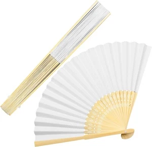 2PCS Folding Bamboo Fans, Elegant Chinese Hand Fans for Wedding & Party Use - Picture 1 of 5