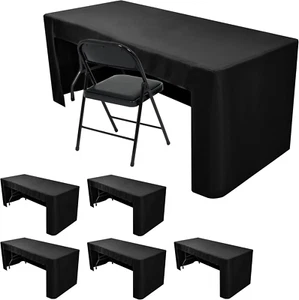 6 Pack Fitted Table Covers for 6 Foot Tables Black Trade Show Table Covers-Open - Picture 1 of 7