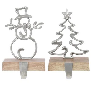 Christmas Stocking Hanger Wooden Base Holder Hook Mantelpiece Tree Snowman - Picture 1 of 5