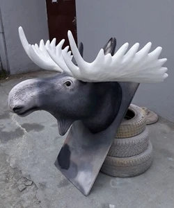 Elch Kopf lebensgroß 3D😉 Skulptur HAEIGEMO Figur Hirsch Tier Kuh Jagt Wanddeko - Picture 1 of 6