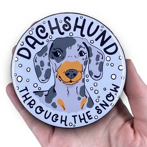 Dachshund Magnet Christmas Wiener Dog Gift Handmade 3.5" Dapple - Bild 1 von 7