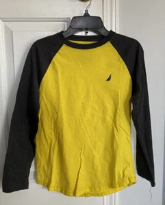 Nautica Boys Crew Crew Neck colorblock T-Shirt  Top yellow/ gray Size:M (10-12) - Picture 1 of 6