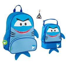 Shark Backpack and Lunch Box with Zipper Pull Set - Kids School Book Bags