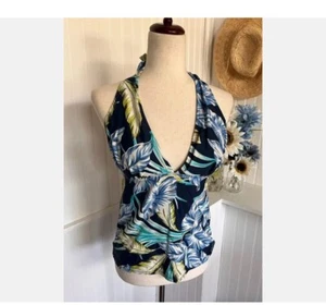 JACLYN SMITH TRAJE DE BAÑO TALLA 6 ADORABLE TANKINI TOP AZUL ESTAMPADO TROPICAL - Imagen 1 de 6