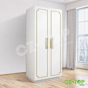 Wardrobe LED Clothes Storage Cabinet Closet 2 Doors Cupboard Organiser Shelf - Picture 1 of 12