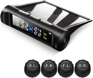 Sistema de Monitoreo de Presión de Neumáticos TPMS Solar Con 4 Sensores Externos Pantalla LCD - Imagen 1 de 10
