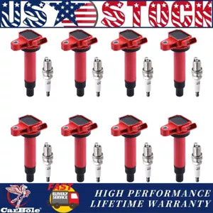 8x Ignition Coil and Iridium Spark Plug for Toyota Lexus 4Runner Tundra 4.3 4.7L - Picture 1 of 19