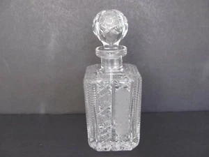 BOHEMIAN CZECH CUT CRYSTAL DECANTER STARS CROSS HATCH - STUNNING! - Picture 1 of 12