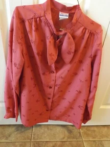 VTG 70's 80s NWT PYKETTES Secretary Blouse Top Bow Womens size 12 Small Medium - Picture 1 of 5