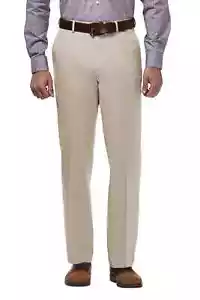 NEW Men Premium No Iron Khaki 42x32 Classic Fit Flat Front Expandable Waist GIFT - Picture 1 of 14