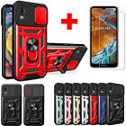 For Nokia C110 Shockproof Armor Hard Case Cover Ring Holder Stand+Tempered Glass