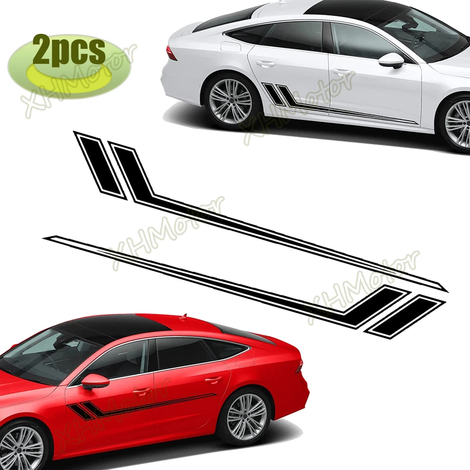 2X Calcomanías Adhesivas Hágalo Usted Mismo Modificadas Rayas Largas Decoración Lateral de Carrocería de Coche Foto 1 de 4