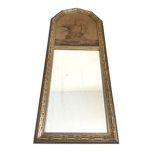 VINTAGE WALL MIRROR AND TAPESTRY SAILING SCENE LA FRANCE TEXTILE INDUSTRIES - Picture 1 of 9