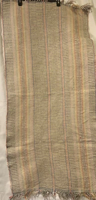 Country Kitchen Rug Woven Cream Red Blue Green Cotton 25” X 51”Fringed Farmhouse - Image 1 of 4