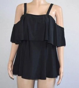 KIMCURVY Women's Plus Size Ruffle Trim Tankini 2 Piece Bathing Suit W Shorts 16W - Picture 1 of 4