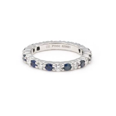Anillo Harry Winston platino zafiro y diamantes banda de eternidad Foto 1 de 3
