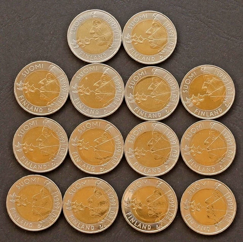 FINLAND 14 X 10 MARKKA 1999 EU PRESIDENCY BI-METALLIC COINS aUNC - UNC Cover