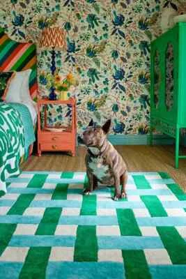 5x7 Hand Tufted Wool Rug- Handmade Contemporary Style, Bold Pattern, Living Room - Image 1 of 4