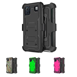 For LG K92 Holster Heavy Duty Phone Case w/ Built-in Screen & Kickstand - Picture 1 of 20