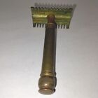 Vtg Brass Gold Gillette Razor - Ball End Open Comb 3 Parts - 20's 30's 40’s WWII