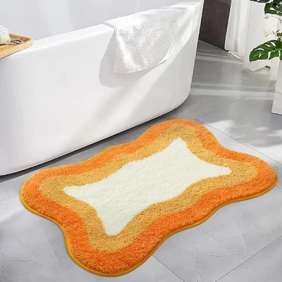 Alfombras de baño HAOCOO naranja antideslizantes lavables, felpa suave 18x25 pulgadas,  Foto 1 de 4