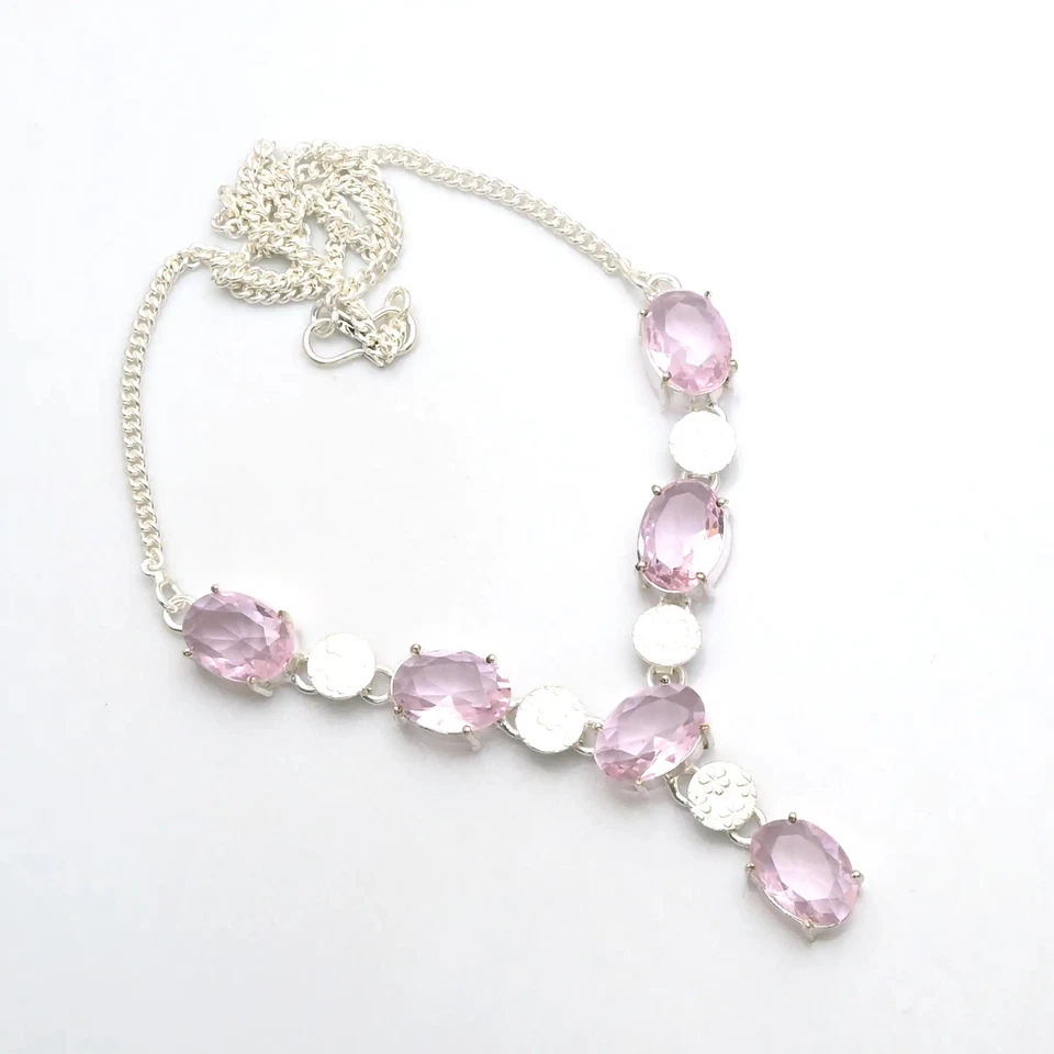 Pink Topaz Gemstone Ethnic Handmade Necklace Jewelry For Women 28 Gms AN 12877 - Image 1 of 1