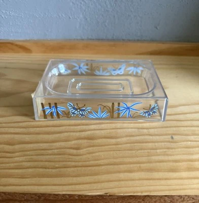 Vintage Plastic Soap Dish NOS Butterflies Flowers MCM - Image 1 of 4