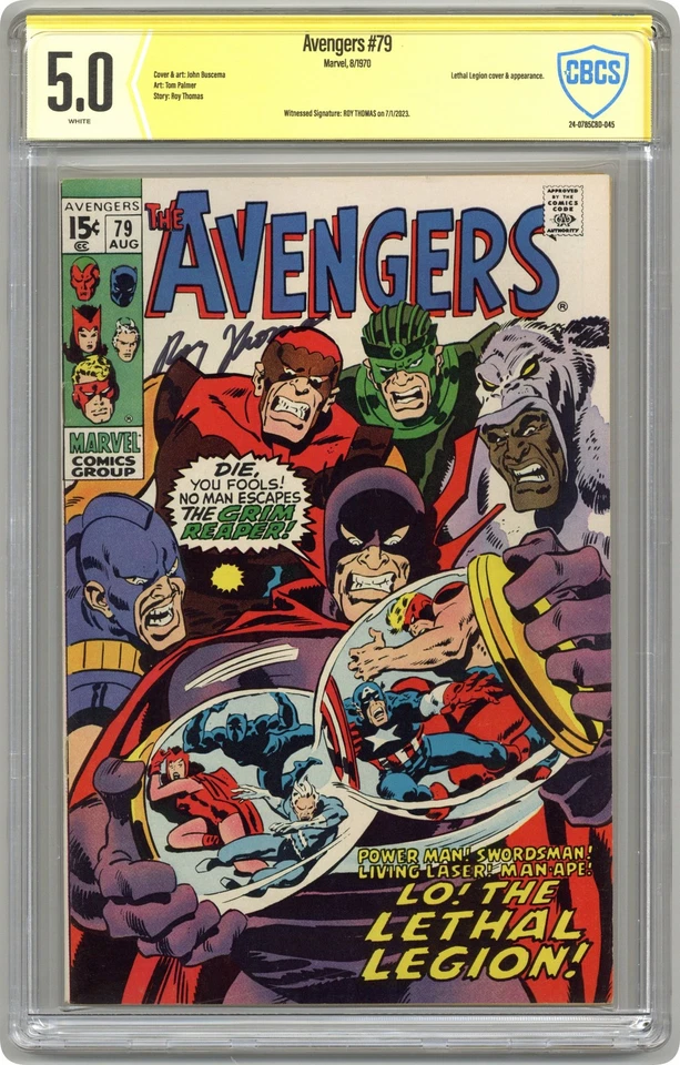 Avengers #79 CBCS 5.0 Witnessed Sig Roy Thomas 1970 - Image 1 of 1