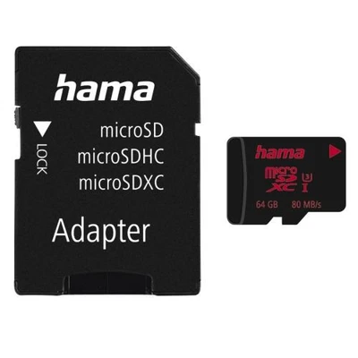 Hama 64Gb Microsdxc Card With Sd Adapter Uhs-I Class 3 80Mb/S - Image 1 of 2