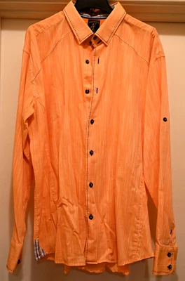 3XL, Absolute Rebellion Hombre Camisa Slim Fit Naranja Manga Larga Foto 1 de 4