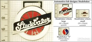 Studebaker automobile decorative fobs, various designs & keychain options - Picture 1 of 7