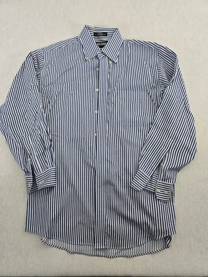 Kirkland Signature Button Up Shirt Mens 32 Blue White Stripe Collar Long Sleeve - Image 1 of 4