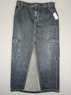 Старый темно-макси юбка размер 2 Anika синий драпировки джинсовой ткани грузовой середины подъема колонна разрез новый с Ярлыками - Изображение 1 из 4