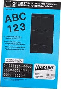 Sign Stick-On Vinyl Letters and Numbers, Black, 2-Inch, Made in USA (31211) - Picture 1 of 7