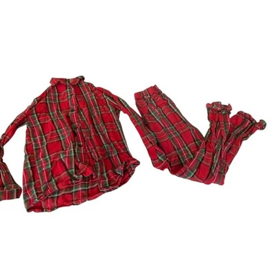 Conjunto de pijama de algodón a cuadros rojo y verde Gymboree para mujer talla XS extra pequeño” Foto 1 de 4