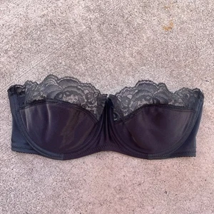 VTG Fredericks Of Hollywood Bra 36C T-Shirt Black Lace Wireless Demi Made USA - Picture 1 of 13