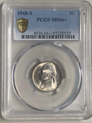 1948 S- Jefferson Nickel- PCGS- MS66+ Gold Shield (44/25) - Image 1 of 3