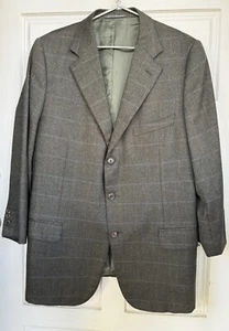 Canali Wool Cashmere Tartan Plaid Brown Gray Window Pane Sport Coat Men’s 38 - Picture 1 of 12
