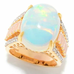 Meher's Jewel 18 x 13 mm ovaler äthiopischer Opal & weißer Zirkon Silberring ausverkauft - Bild 1 von 5