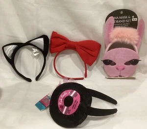 Lot of (4) Asst. Halloween Headbands Llama - Cat - Record Headband - Red Bow NEW - Picture 1 of 5
