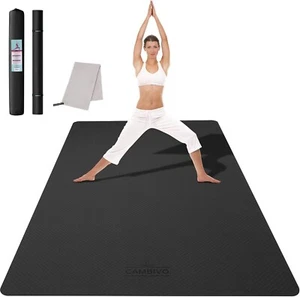 CAMBIVO Large Yoga Mat (183 X 114Cm; 6Mm Thick) Extra Wide Workout Mat Men and W - Picture 1 of 9