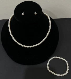 Süßwasser Perlen Sterling Silber Schmuck Set Halskette Armband Ohrringe - Bild 1 von 4