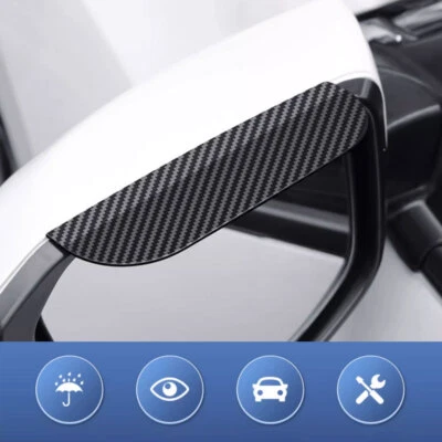 2* Espejo retrovisor de coche visera de cejas de lluvia visera con clip de fibra de carbono cubierta de lluvia Foto 1 de 4