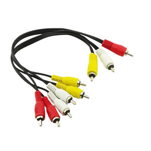 1pcs Composite 3 RCA Male to 6 Male Plug Audio Video Cable Cord Adapter 1FT/30CM