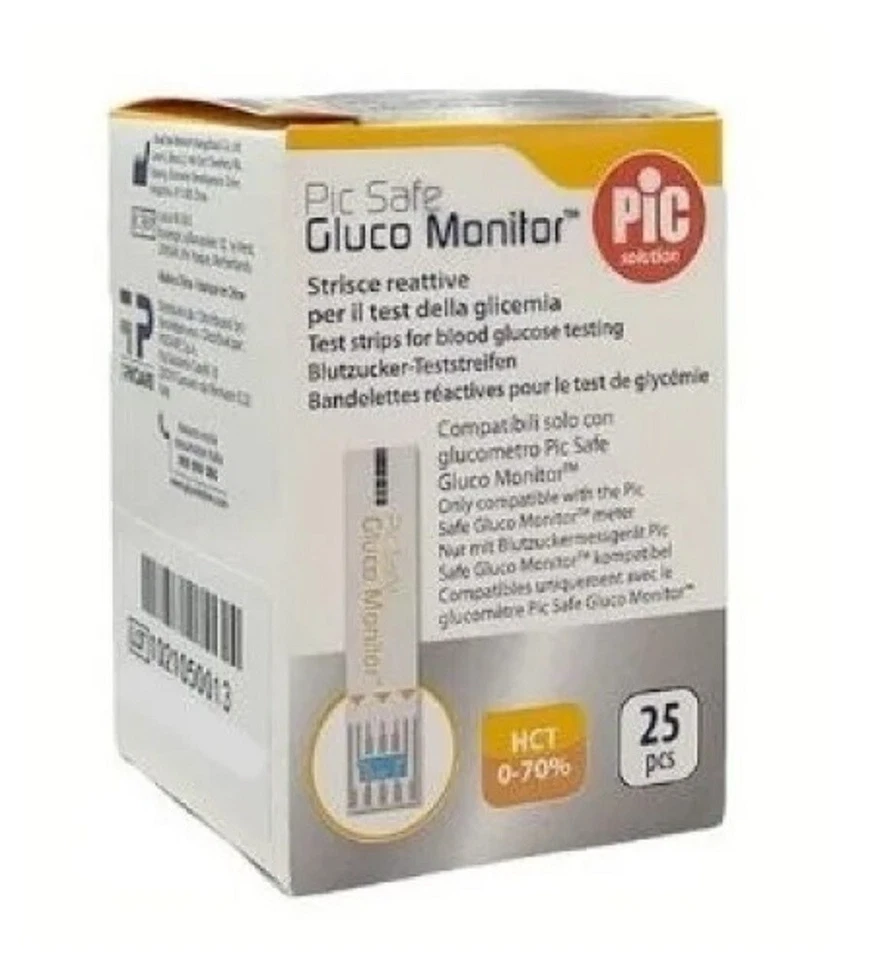 Pic GlucoMonitor 25 strisce scadenza 06/2026 misurazione glicemia Gluco-Monitor
