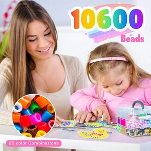 10600 Stk Bügelperlen Set,Steckperlen mit Aufbewahrungsbox,Bügelperlen Platten.. - Bild 1 von 22